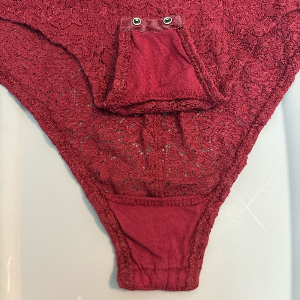Free People Burgundy Stretch Lace body suit - Picture 4 of 4